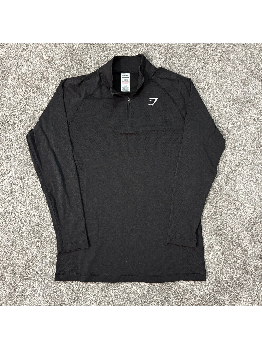 Gymshark Mens Black 1/4 Zip Long Sleeve Athletic Pullover XL Training Workout